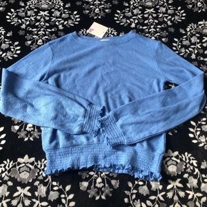 blue smocked tee